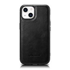 iCarer Leather Oil Wax valódi bőrrel borított tok iPhone 14 Plus-hoz fekete (WMI14220719-BK) tok
