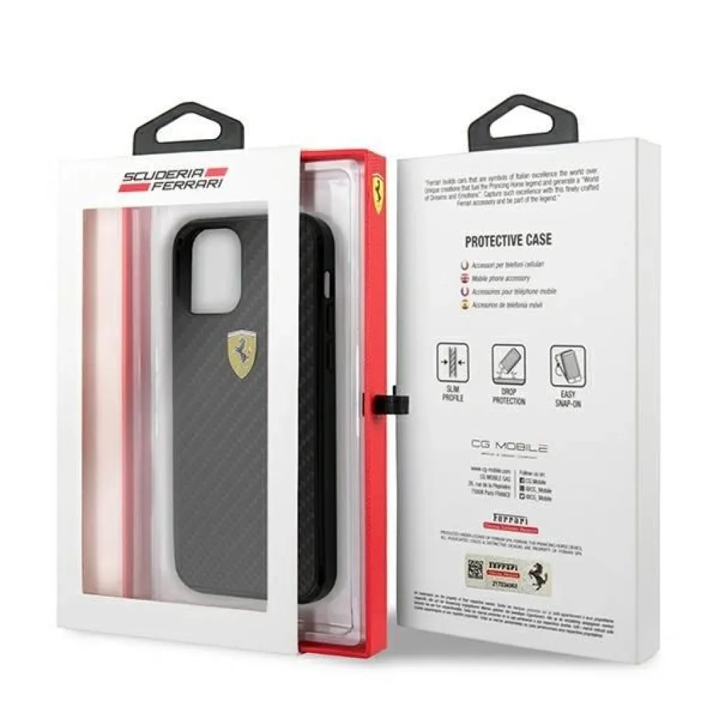Ferrari FERCAHCP12SBK iPhone 12 Mini 5.4" fekete/fekete hardcase On Track Real Carbon tok - 8