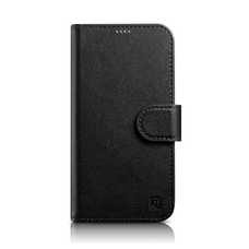 iCarer pénztárca tok 2 az 1-ben fedél iPhone 14 Pro bőr fliptok Anti-RFID fekete (WMI14220726-BK),