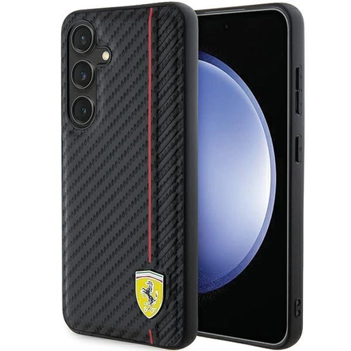 Ferrari Carbon Printed Line tok Samsung Galaxy S24+ - fekete Ferrari Carbon Printed Line tok Samsung Galaxy S24+ - fekete
