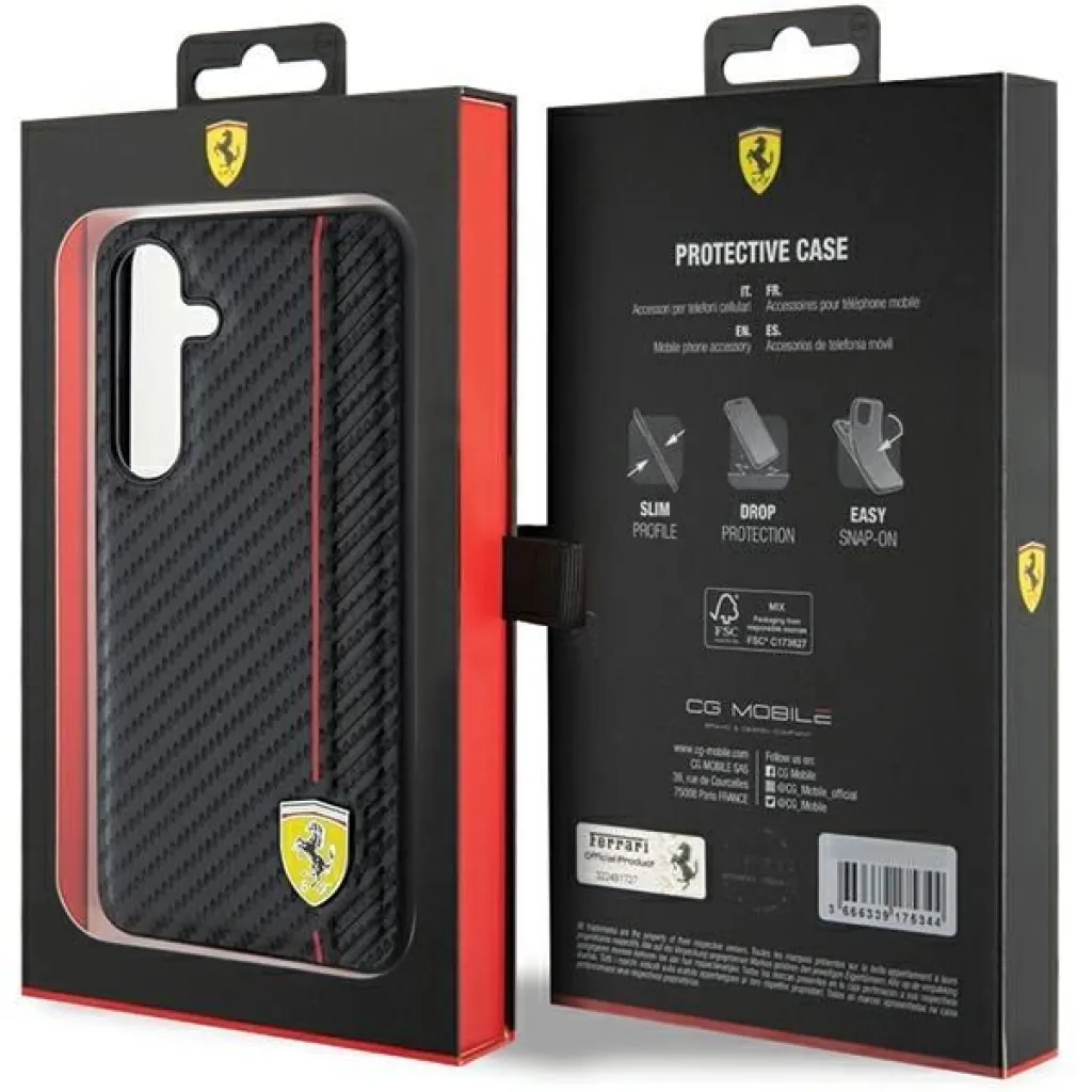 Ferrari Carbon Printed Line tok Samsung Galaxy S24+ - fekete - 8