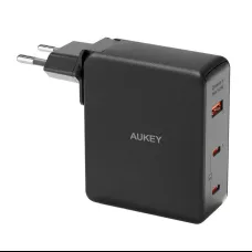 Fali töltő Aukey PA-B7O, 1xUSB-A, 2xUSB-C, 140W GaN (fekete)