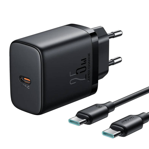 Joyroom JR-TCF11, 25W hálózati USB-C, Type-C töltő + C-C kábel 1m (Fekete)