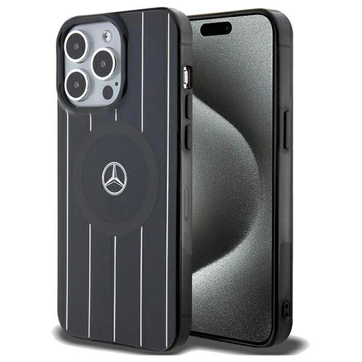 Mercedes Kettős Rétegű Keresztezett Vonalak MagSafe tok iPhone 15 Pro Max-hoz - fekete Mercedes Kettős Rétegű Keresztezett Vonalak MagSafe tok iPhone 15 Pro Max-hoz - fekete