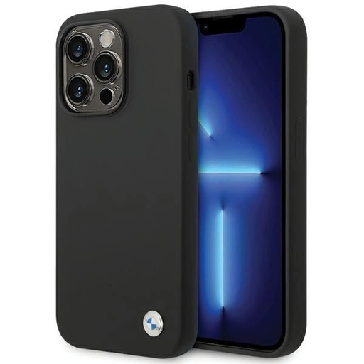 BMW szilikon fém logós tok iPhone 15 Pro - fekete BMW szilikon fém logós tok iPhone 15 Pro - fekete