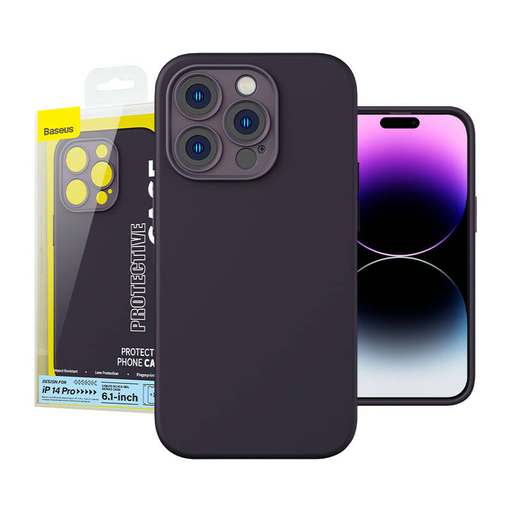 Baseus Liquid Silica iPhone 14 Pro tok, üvegfólia és tisztító készlet (sötétlila) Baseus Liquid Silica iPhone 14 Pro tok, üvegfólia és tisztító készlet (sötétlila)