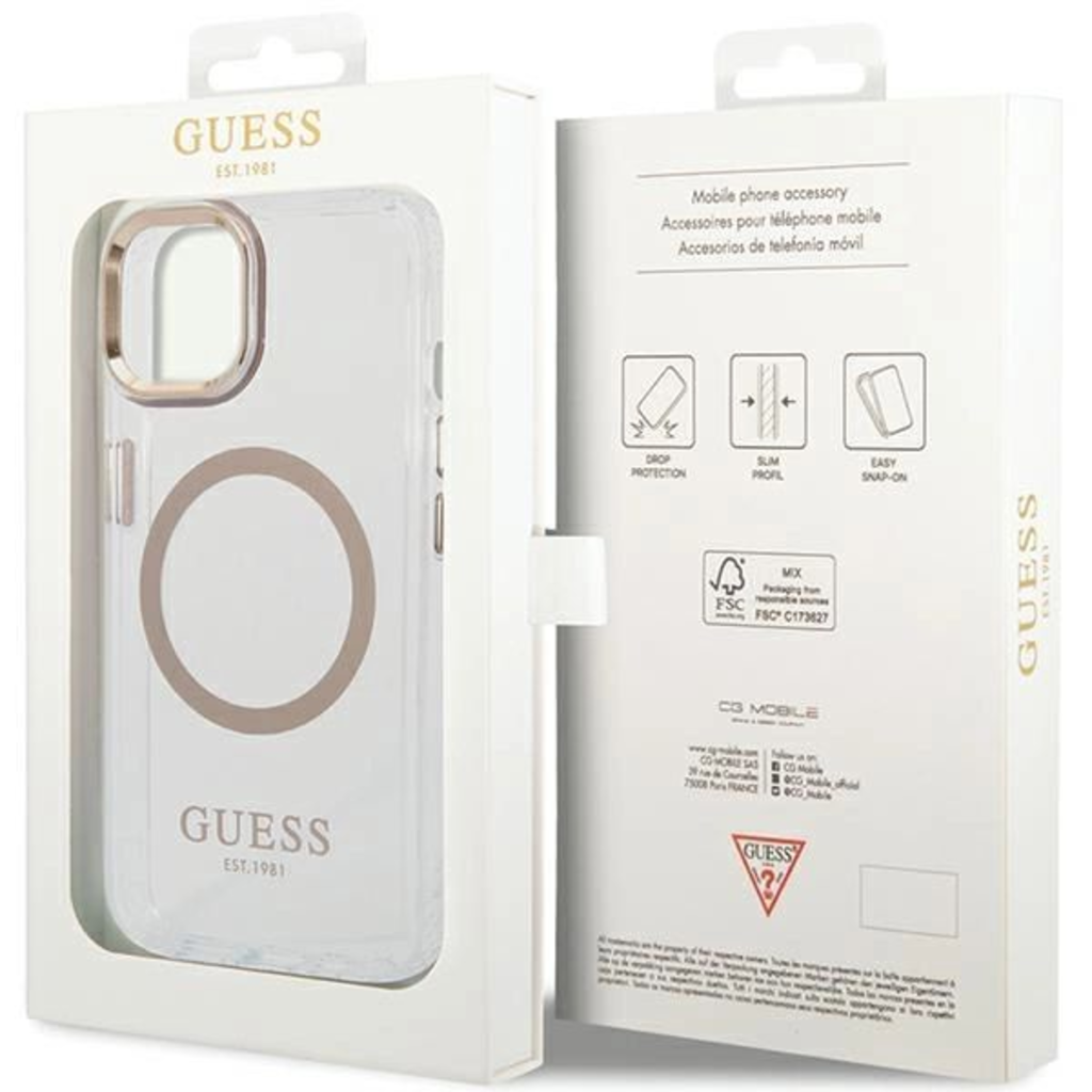 Guess Metal Outline MagSafe iPhone 15 Plus / 14 Plus tok - arany - 8