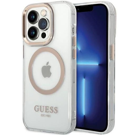 Guess Metal Outline MagSafe iPhone 15 Pro tok - arany