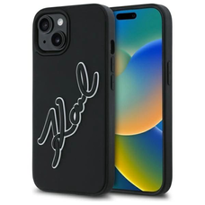 Karl Lagerfeld 3D Rubber Signature tok iPhone 15 - fekete