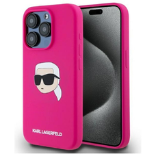 KARL LAGERFELD tok iPhone 15 Pro Max-hoz MagSafe kompatibilis KLHMP15XSKHPPLF (SIL KL fej nyomtatás) fukszia