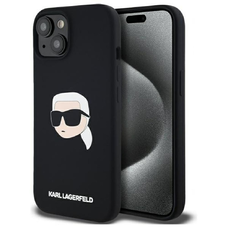 KARL LAGERFELD tok IPHONE 15-höz MagSafe kompatibilis KLHMP15SSKHPPLK (SIL KL Head Print) fekete tok