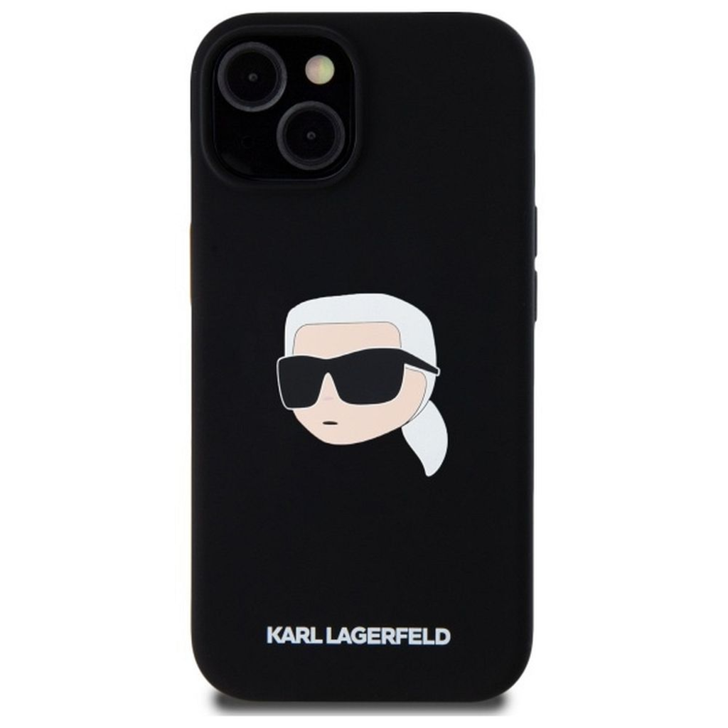  iPhone 15 Fekete KARL LAGERFELD tok MagSafe kompatibilis KLHMP15SSKHPPLK (SIL KL Head Print) tok - 7
