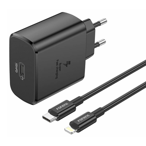 Foneng EU62 USB-C 45W töltő lighning kábelhez (fekete)