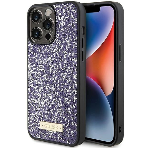 Guess Strasszkő Fém Logo tok iPhone 15 Pro Max - rózsaszín