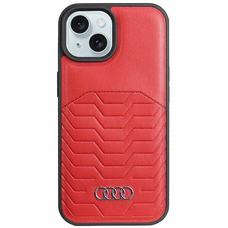 Original tok IPHONE 13 / 14 / 15 Audi szintetikus bőr MagSafe (AU-TPUPCMIP15-GT/D3-RD) piros