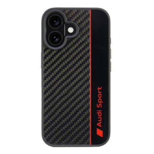 Eredeti tok IPHONE 16 Audi Carbon Fiber Stripe (AUS-TPUPCIP16-R8/D1-BK) fekete tok Eredeti tok IPHONE 16 Audi Carbon Fiber Stripe (AUS-TPUPCIP16-R8/D1-BK) fekete tok
