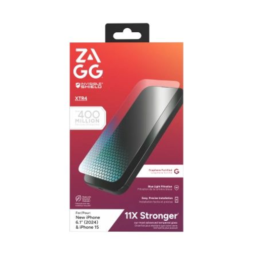 ZAGG InvisibleShield Glass XTR4 védőüveg grafénnal és kékfény szűrővel iPhone 15/16 üvegfólia ZAGG InvisibleShield Glass XTR4 védőüveg grafénnal és kékfény szűrővel iPhone 15/16 üvegfólia