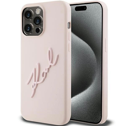 Karl Lagerfeld Szilikon Karl Script tok iPhone 15 Pro Max - rózsaszín Karl Lagerfeld Szilikon Karl Script tok iPhone 15 Pro Max - rózsaszín