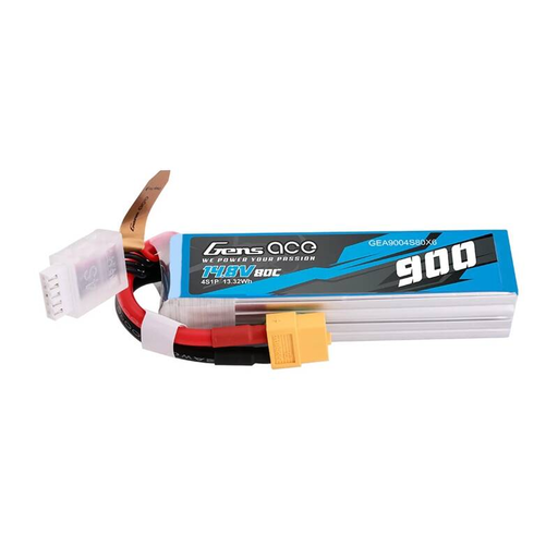 Gens Ace 900mAh 14.8V 80C 4S1P Lipo akkumulátor XT60 csatlakozóval