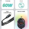 USAMS C37 Autós töltő 1xUSB+1xUSB-C 60W + Lightning kábel 30W PD+QC Gyors töltés fekete/fekete CC193CC01 (US-CC193) - 0. kép