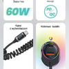  USAMS C37 Autós Töltő 1xUSB+1xUSB-C 60W + USB-C kábel 30W PD+QC Gyors Töltés fekete/fekete CC192CC01 - 0. kép