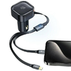 30W Autós Töltő Behúzható Kábellel USB-C + Lightning PD Gyors Töltés USAMS C41 CC219CC01 (US-CC219) fekete - 0. kép