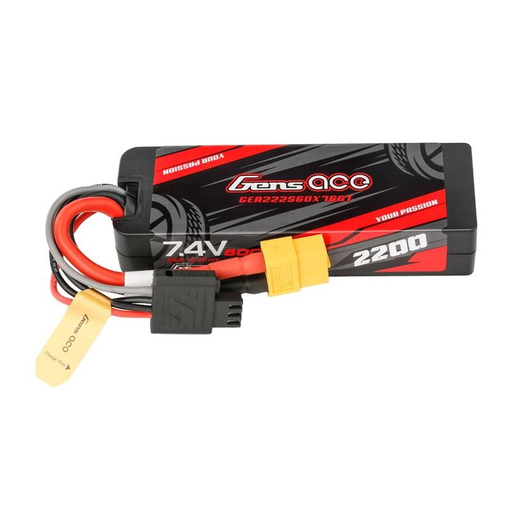 Gens ace G-Tech 2200mAh 7,4V 2S1P 60C GRP-76 keményházas Lipo akkumulátor XT60 csatlakozóval