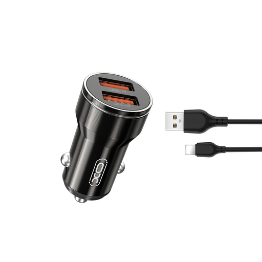 XO autós töltő CC48 2x USB 2,4A fekete + Lightning kábel