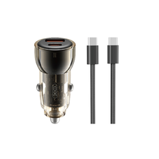XO autós töltő CC60 60W 1x USB 1x USB-C fekete + USB-C - USB-C kábel