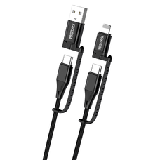 KAKU Kábel KSC-654 Tuojie 4 az 1-ben - USB + Type C to Type C + Lightning - 1,2 méter fekete