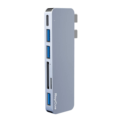 Hub 6w2 RayCue 2x USB-C Thunderbolt 3 + 3x USB-A 3.0 5Gbps + SD/TF 2.0 (szürke)