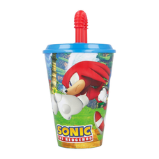 Gyermek Szívószálas Pohár STOR 40530 430 ml Sonic, a sündisznó (kék&piros)