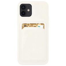 Kártyatartós szilikon tok kártyahelyes tartóval Samsung Galaxy S21 Ultra 5G fehér tok