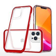 Clear 3in1 tok iPhone 14 Pro Max szilikon tok kerettel piros