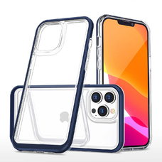 Clear 3in1 tok iPhone 14 Pro Max-hoz szilikontok kék kerettel