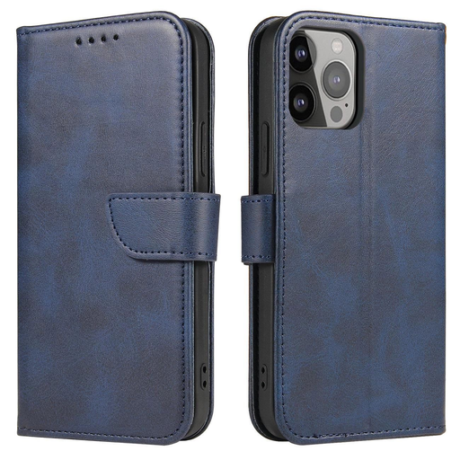 Magnet Case tok iPhone 14 Pro Max fliptok pénztárca állvánnyal kék Magnet Case tok iPhone 14 Pro Max fliptok pénztárca állvánnyal kék