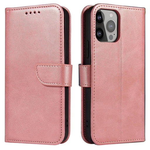 Magnet Case iPhone 14 Pro Max fliptok pénztárca állvány rózsaszín tok Magnet Case iPhone 14 Pro Max fliptok pénztárca állvány rózsaszín tok