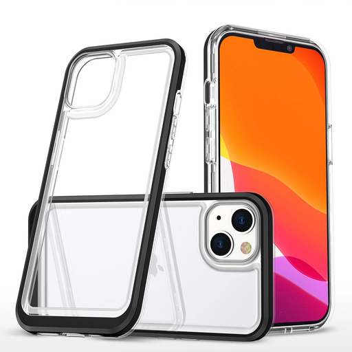 Clear 3in1 tok iPhone 14-hez, fekete keretes szilikon tok Clear 3in1 tok iPhone 14-hez, fekete keretes szilikon tok
