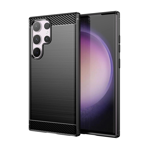 Szénszálas tok Samsung Galaxy S24 Ultra-hoz, rugalmas szilikon karbon burkolat - Fekete tok Szénszálas tok Samsung Galaxy S24 Ultra-hoz, rugalmas szilikon karbon burkolat - Fekete tok