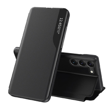 Eco Leather View fliptok Samsung S24-hez hajtókával - fekete tok