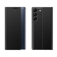 Új Sleep View tok Samsung S24-hez, hajtókával - fekete tok