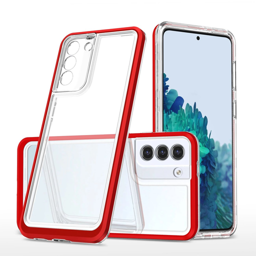 Átlátszó 3 az 1-ben tok Samsung Galaxy S23 szilikon fliptok piros kerettel tok Átlátszó 3 az 1-ben tok Samsung Galaxy S23 szilikon fliptok piros kerettel tok