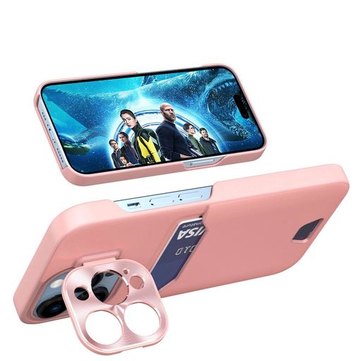 Bőr állvány tok Samsung Galaxy S23 kártyatartóval és állvánnyal rózsaszín tok Bőr állvány tok Samsung Galaxy S23 kártyatartóval és állvánnyal rózsaszín tok