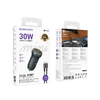 Borofone autós töltő BZ32A Fresh - USB + Type C - QC 3.0 PD 30W Type C to Type C kábellel szürke - 3. kép