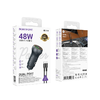 Borofone autós töltő BZ32B Fresh - USB + Type C - QC 3.0 PD 48W Type C to Type C kábellel szürke - 3. kép