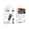 Borofone Autós töltő BZ32A Fresh - USB + Type C - QC 3.0 PD 30W Type C to Type C kábellel arany - 4. kép