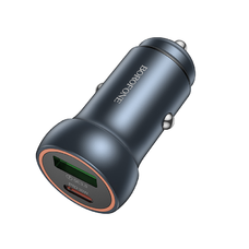 Borofone Autós töltő BZ32A Fresh - USB + Type C - QC 3.0 PD 30W szürke