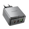 Borofone fali töltő BN22 Lena GaN - 2xType C + USB - QC 3.0 PD 65W szürke - 0. kép