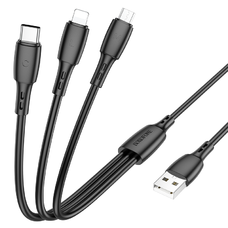 Borofone Kábel BX71 3 az 1-ben - USB Type C, Mikro USB, Lightning - 2A 1 méter fekete