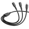 Borofone Kábel BX71 3 az 1-ben - USB Type C, Mikro USB, Lightning - 2A 1 méter fekete - 0. kép